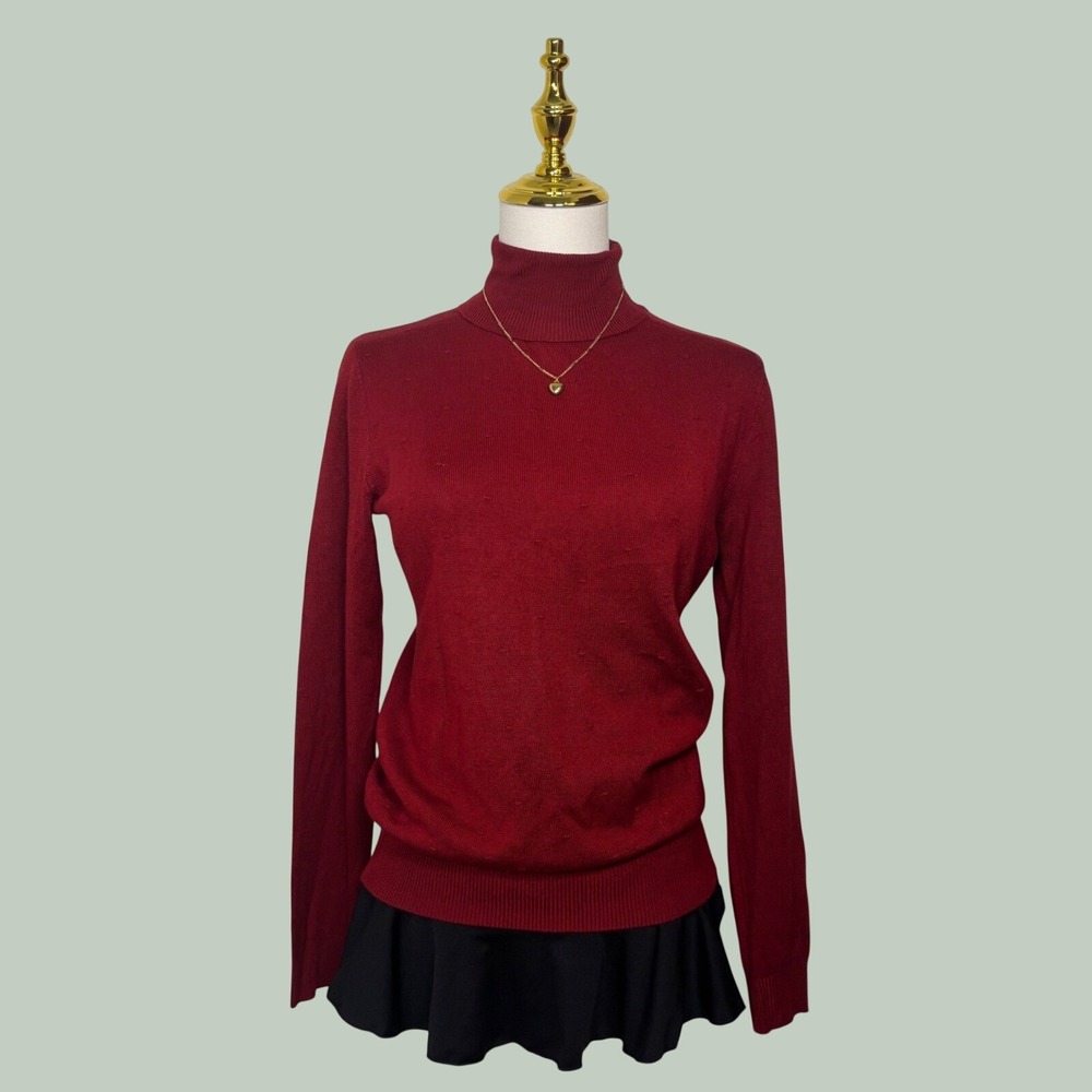 select trend wine red turtleneck sweater long sleeve classy y2k coquette chic